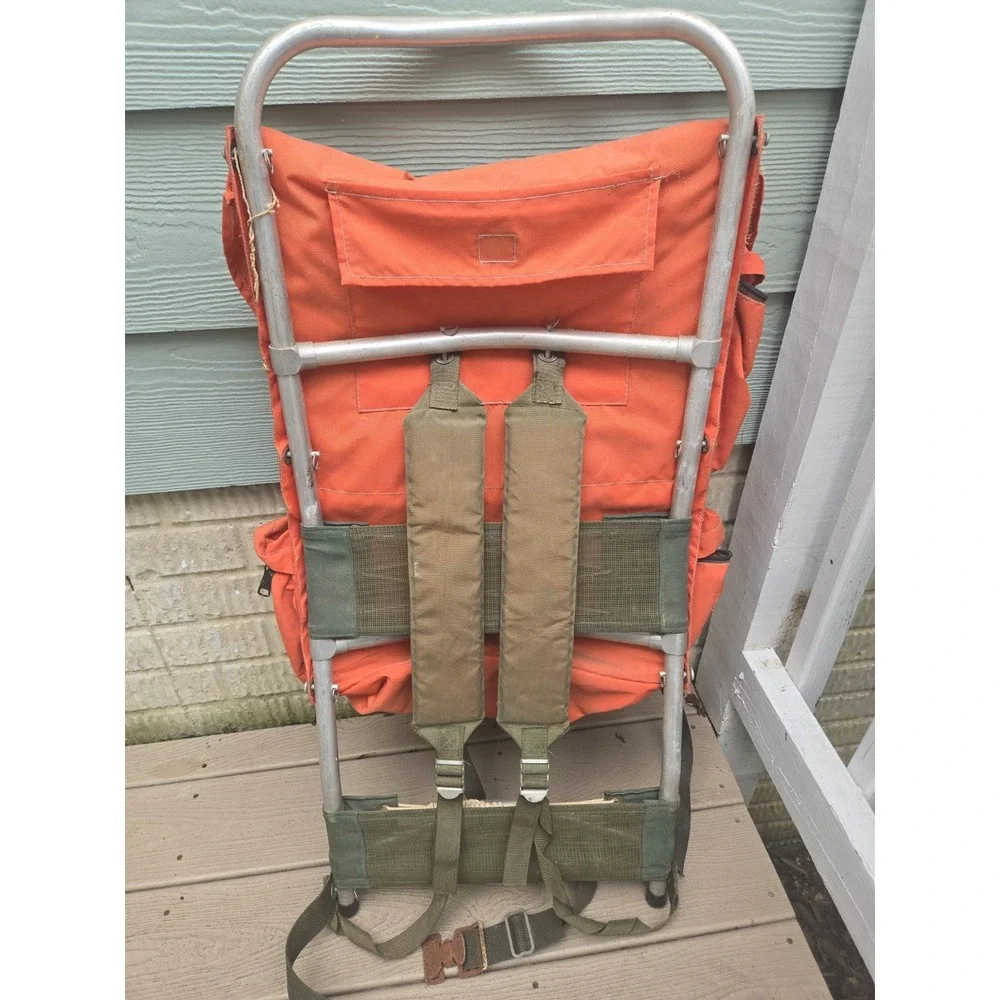 Skyline Camp Trail  External Frame Hiking Backpack, Orange  VTG